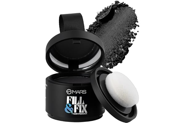 MARS Fill & Fix Hair Cover Up Powder (3.8 gm) (Black) Upto 12 Hr Long-Lasting & Sweatproof Natural Fuller Look For Bald Spots & Thinning Areas Easily Washable