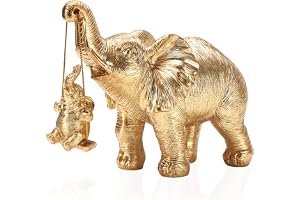 ZJ Whoest Elephant Staty. Guld elefantdekor ger tur, hälsa, styrka. Elefantgåvor för kvinnor, mammagåvor. Dekorationer
