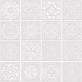 NAKLEO Stencil di Pittura per Bambini, 8 Pezzi 15x15cm Mandala, Modelli Plastica e Riutilizzabili di Disegno Creativo, Sagome DIY Decorazione Arte e Artigianato, Carta Muro Legno Tessuto