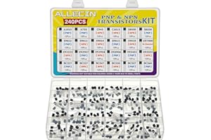 ALLECIN 24 Values BJT Transistor Kit A1015 A733 C945 C1815 S8050 S8550 S9012 S9013 S9014 S9015 S9018 2N7000 2N2222 2N2907 2N3904 2N3906 2N5401 2N5551 BC327 BC337 BC547 BC550 BC557 BC560 Transistors