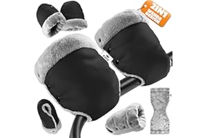 KIDIZ® Handwärmer Kinderwagen Handschuhe Handmuff Kinderwagenmuff mit warme Plüschmaterial Fleece und Baumwolle Innenseite Wasserdicht Winddicht Handwärmer Universalgröße für alle Kinderwagen Buggy