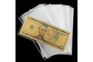 DSLSQD 100 Pieces Dollar Bill Sleeves, Money Sleeves for Cash Clear Paper Money Holder Currency Sleeves Protector Bag Money Saving Envelopes Coin Holders for Collectors (16x7.3cm)