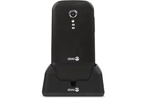 Doro - 2404 - Téléphone 2G Dual SIM à Clapet Débloqué pour Seniors - Grandes Touches - Touche d'Assistance - Socle Chargeur Inclus - Noir