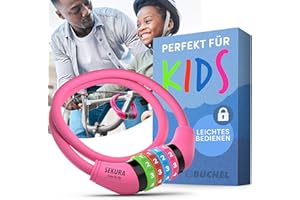 Büchel Zapięcie Rowerowe z Zamkiem Szyfrowym dla Dzieci, Różowe, 65 cm, 60505208