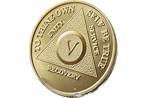 YASIRONA 5 Year 24K Gold Plated AA (Alcoholics Anonymous) - Sober / Sobriety / Birthday / Anniversary / Recovery / Medallion / Coin / Chip by wendells