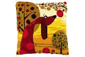 ‎BRVSK Brvsk Dachshund Needlepoint Set Printed Tapestry (40×40cm) Cushion Set with Embroidery for Creative Interior Decoration Handmade Kit for Adult Beginners