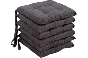 SPIGA LA TUA CASA CON STILE Cuscini Sedia Coprisedia, Set 6 Cuscini Sedia, Cuscini 4 Punti Imbottiti con Lacci (Grigio)