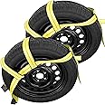 Robbor Tow Dolly Basket Straps with Flat Hook Over-the-Wheel Tie Down Bonnet Wheel Net for Small to Medium Size Tires 14-17"-2 Pack
