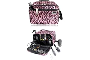 Kassaki Pro Friseurtasche, Friseur-Werkzeug-Tragetasche, Haarausrüstung, Salon, Aufbewahrung, Reisetasche, rosa Leopardenmuster, pink leopard