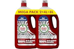 PROCTER & GAMBLE Fairy Professional Platinium Liquide Vaisselle, 8 Litres (2x4L), Efficace sur la graisse incrustée