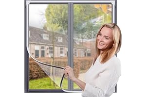 Magnetic Window Screen,UtauHom Fly Screen for Windows Max Size 190 x 120cm，Fiberglass Mesh Easy Installation Prevents Insects/Flies/Mosquitoes from Entering The Room（White Frame with White Net）