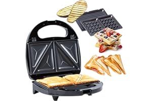 Gadgy 3-in-1 Belgian Waffle Maker & Sandwich Press – Toastie Maker with Removable Plates, Cool-Touch Handle & Indicator Lights – 750W Multi-Function Grill for Waffles, Sandwiches & Paninis