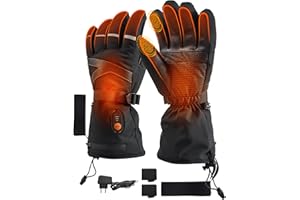 EBOSSOM Gants Chauffants Électriques, 7,4V Gants Hiver de Ski pour Homme et Femme avec Batterie Rechargeable, Imperméables et Antidérapants, pour Le Moto Ski Pêcher Cyclisme Randonnée L'alpinisme