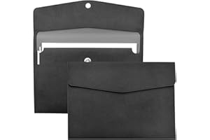 VANRA 1 x skórzana teczka na dokumenty ze skóry PU, format A4, teczka na dokumenty, organizer na dokumenty z zamknięciem magnetycznym, kolor czarny