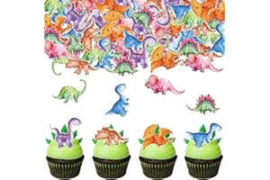 Catelves 50 Stück Essbare Tortendeko Dinosaurier, Dino Deko Torte Essbar, Dino Kuchendeko, Dinosaurier Tortendeko Geburtstag Essbar, Cupcake Topper Kinder Geburtstag Deko