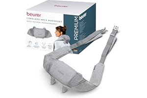 ‎BEURER Beurer MG 154 Akku Nacken-Massagegerät mit Wärmefunktion, für Schultern und Nacken, kabelloser Betrieb bis zu 2 Stunden, 6 handsimulierende Massageköpfe und -finger, 2 Intensitätsstufen, waschbar