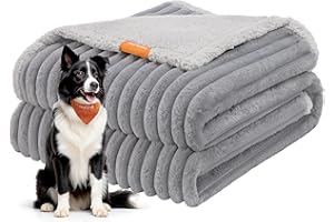 Feandrea Tappeto Impermeabile per Cani, Coperta Reversibile di Taglia XL, 152 x 127 cm, per Cani di Taglia Media e Grande, Copridivano, Lavabile, Grigio Tortora e Grigio Chiaro PPB036G01