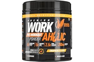 Engel Nutrition WORKAHOLIC Pre-Workout Booster | All-in-One Trainingsbooster für Leistung, Pump + Focus | Made in Germany - 410g (Tropical)