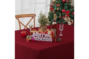 ‎YRENDENGE Yrendenge Rote Weihnachten Leinenoptik Tischdecke Wasserabweisend Abwaschbar Tischwäsche, Fleckschutz Optik Tischdecken, Lotuseffekt Party Tisch Weihnachtsdekoration Tischdecke, 130x220 cm