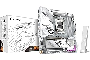 GIGABYTE B850M AORUS ELITE WIFI6E ICE Scheda Madre - Processori AMD Ryzen Serie 9000, 12+2+1 fasi VRM digitali, fino a 8200MHz DDR5 (OC), 1xPCIe 5.0 + 1xPCIe 4.0 M.2, LAN 2.5, WIFI 7, USB 3.2 Gen 2
