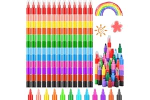 GOLDGE Lot de 13 crayons de couleur empilables pour enfants, 12 couleurs de blocs de construction, petits cadeaux pour anniversaire d'enfant, cadeaux d'invités, stylo arc-en-ciel, petits cadeaux pour