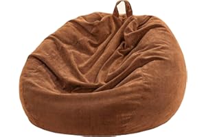 Nobildonna Funda para Silla de puf (sin Relleno) para niños y Adultos. Puf Extragrande de 300 L, Almacenamiento de Animales de Peluche, Pana Suave de (café café, Grande Solamente)