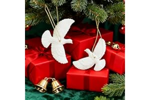 GENERIC Friendship Turtle Doves Christmas Ornament, Xmas Tree Hanging Decor, Home Decoration For Family, Friends (2, white)