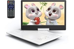 Yoton 16.9" Portable DVD Player with 14.1" HD Swivel Screen for Car, 4-6 Hours Playtime with Battery, Smart Memory Playback, USB/SD[Blu-ray Not Supported](White)