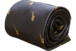 Frederick Thomas navy blue men-s tie with saxophone musical design classic necktie novelty him gift-s birthday prime sale classic neck 20 sets 40-th animal 30-th pounds ties dad 50-th best under