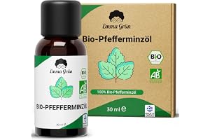 Emma Grön® Bio pepparmyntsolja 30 ml för konsumtion – ekologiskt | från Grekland, för mat och dryck, eterisk olja från mentha × piperita – tillverkad genom destillering av vattenånga