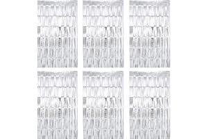 Lostwry 6 Pezzi Metalliche Tinsel Tende di Stagnola, Tenda a Frange Metalliche Tenda Luccicante Sfondo a Tendina Tenda Frange In Lamina, per Festa Finestre Porta Decorazioni, 1 x 2M