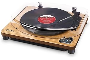 ION Audio Air LP - Vinyl Record Player / Bluetooth Turntable with USB Output for Conversion and Three Playback Speeds - Natural Wood Finish