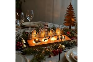 Kizozo wieniec adwentowy świecznik, świecznik na cztery świeczki, świecznik bożonarodzeniowy z taca na 4 świeczki, świecznik bożonarodzeniowy wieniec adwentowy z metalu i drewna, dekoracja