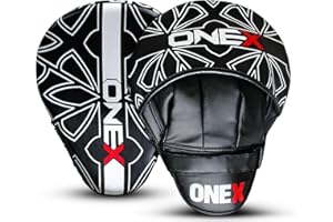 ONEX Curved Focus Pads and Gloves Set for Adults – Lightweight 23cm Boxing Mitts with Secure Grip & Shock Absorption – PU Target Pads for Muay Thai, Kickboxing, MMA & Martial Arts Training