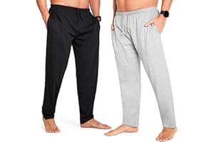 CityComfort Pantalon Pyjama Homme, Pantalons de Détente en Jersey avec Poches, Lot de 2