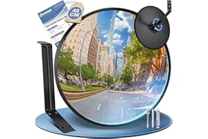 moveland Espejo Convexo de 45 cm - Acrílico Ajustable Espejo Garaje - Gran Angular para Calzadas, Garaje, Tráfico, Patio (Soporte Interior y Exterior, 180 Grados)