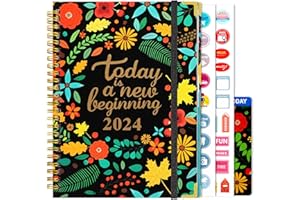 Kaket Diary 2024, A5 Daily Planner 2024, Week to View Diary with Elastic, 2024 Planners and organizer, 2024 Academic Diary (Yellow)