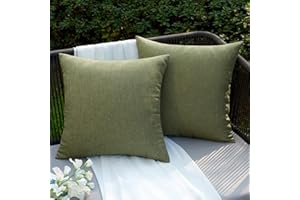 EMEMA Kissenbezug Outdoor Wasserdicht Sofakissen Wasserfest Dekokissen Kissenbezüge Dekorativ Kissen Kissenhülle aus Polyster für Garten Sofa Wohnzimmer Bett 2er Set 45x45 cm Dunkelgrün