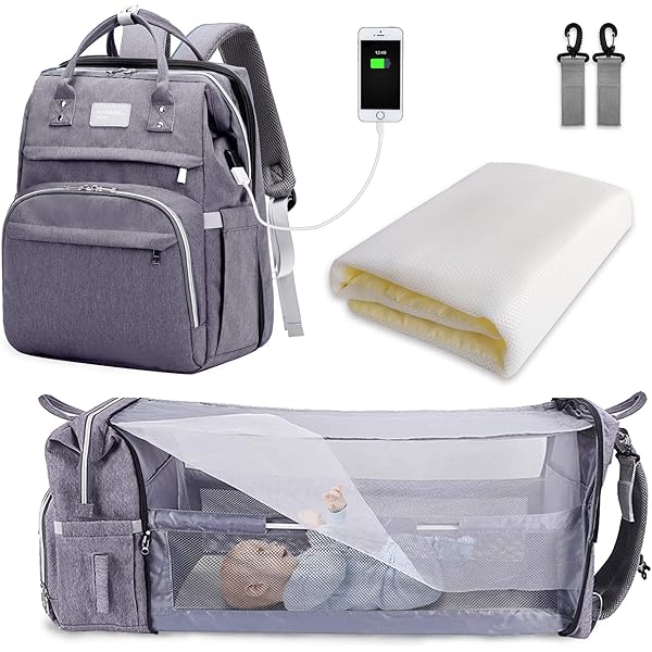 Luiertas voor baby's, van MIMMTI leer, waterdicht, duurzaam, met geïsoleerde flessenwarmer, luiermat, 2 kinderwagenclips en 3 stuks hydrofiele doekjes. Luiertas voor jongens en meisjes., Beige