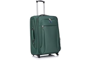 Aerostar Medium 26” Lightweight Softshell Expandable Suitcase, Check in Luggage 2 Corner Wheels with Integrated Combination Lock for 15 to 20kg (Forest Green, 77 litres)