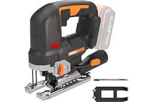 WORX Nitro WX542.9 Akku-Pendelhub-Stichsäge 20V - Bürstenloser Motor - Profi Stichsäge Mit Absaug-Adapter - Ideal Auch Für Gehrungsschnitte - PowerShare Kompatibel - Ohne Akku & Ladegerät