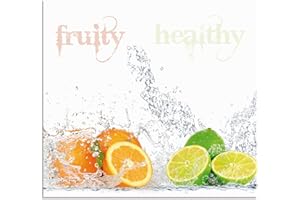 ARTland Spritzschutz Küche aus Alu für Herd Spüle 60x55 cm (BxH) Küchenrückwand mit Motiv Obst Früchte Orange Limette im Wasser Spruch Modern Hell S6JP