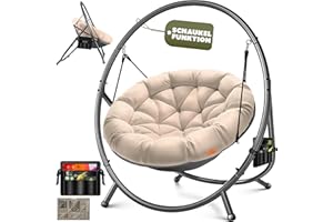 KESSER Silla colgante con estructura Bali, columpio colgante de hasta 150 kg, para interior y exterior, cojín y bolsillo lateral, cesta colgante, estructura de acero y cojín de espuma, ideal para