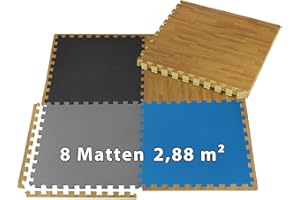 ‎ALPIDEX ALPIDEX 8er Set Bodenschutz Sportgeräte Matte 1cm Dicke 60x60 cm Trainingsmatten 2,88 m² Unterlegmatte Pool Fitness Turnmatte Fitnessraum Gymnastikmatte Fitnessmatte Bodenmatte Gummimatte