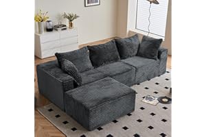 ‎VAMCHEER Vamcheer Ecksofa mit Schlaffunktion - Big Sofa Couch 3 Sitzer in L-Form, Modulares Boneless Schlafsofa als Wohnlandschaft, 274 x 102 cm, Grau