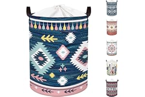 Clastyle 45L Cesta Indumenti Sporchi Pieghevole Blu Geometrico Cesta Porta Biancheria Impermeabile con Manici per Camera da Letto, 36 * 45 cm