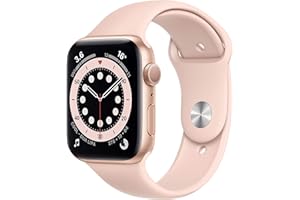 Apple Watch Series 6 (GPS, 44MM) Aluminiumgehäuse Gold mit Rosa Sand Sportarmband (Generalüberholt)