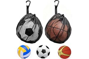 HORREX 2 st nätväska, ballongnät med svart dragsko, vikbar ballongväska, basket, bärbara tillbehör som andas för träning och utomhusmatcher