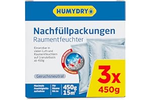 3er-Set feuchtigkeitsdichte Beutel - Feuchtigkeitsaufhänger - Ideal zum Absorbieren von Feuchtigkeit in Schränken, Badezimmern und Schlafzimmern - 450g-Sachets - Humydry