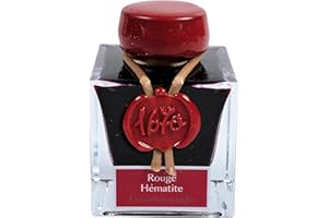 Jacques Herbin - Flacon d'Encre Pailletée d'Or 1670 Pour Stylo-Plume, Roller et Porte-Plume 50 ml, Rouge Hématite